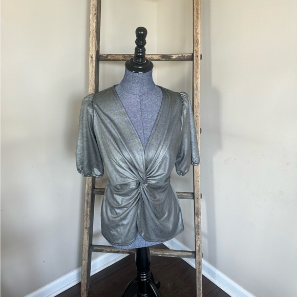 Pleione Tops - Pleione Silver Knot Front Blouse